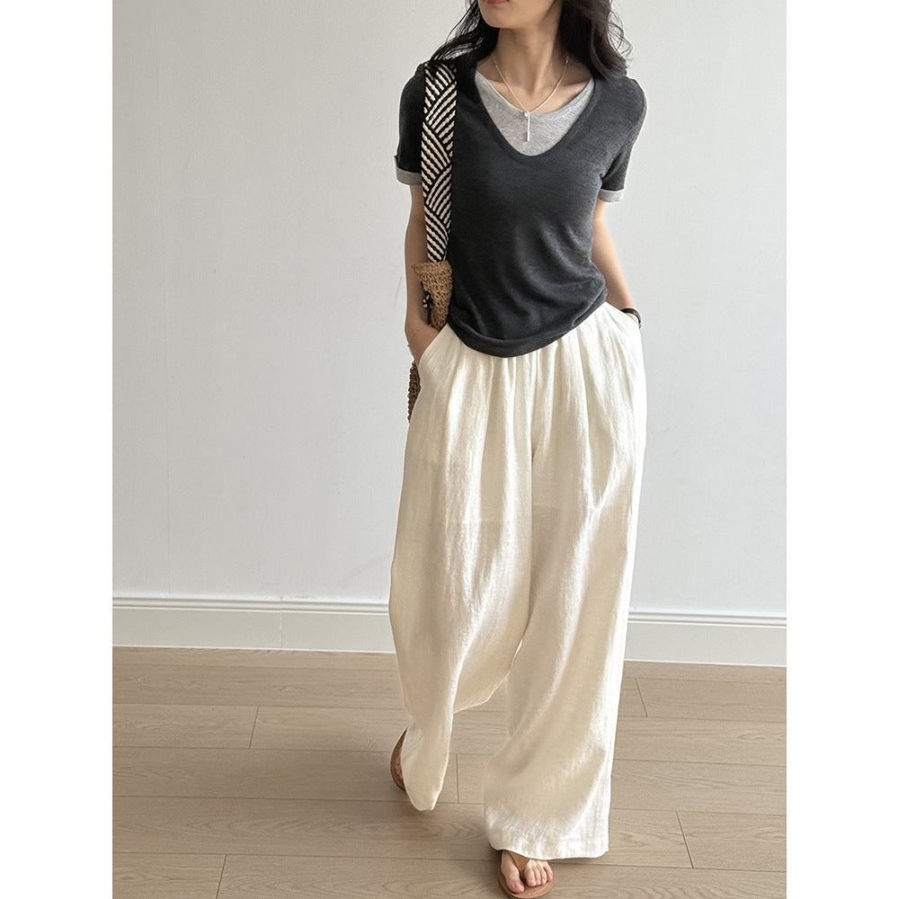 Thin Drape Slim-fit Wide-leg Pants