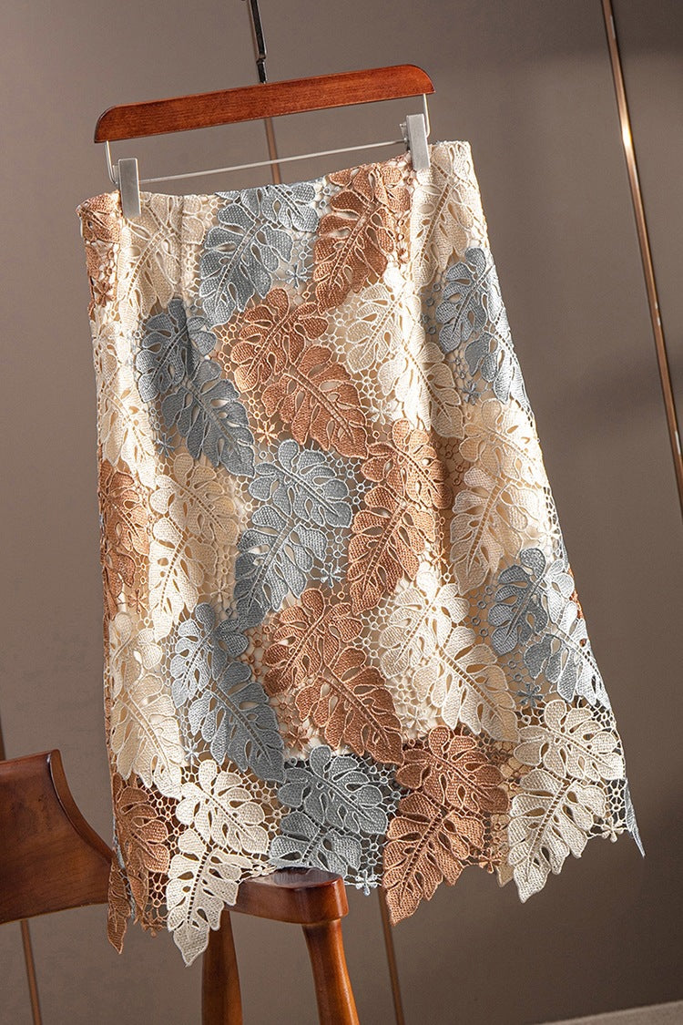 Water Soluble Lace High Waist Slimming Sheath A- Line Skirt