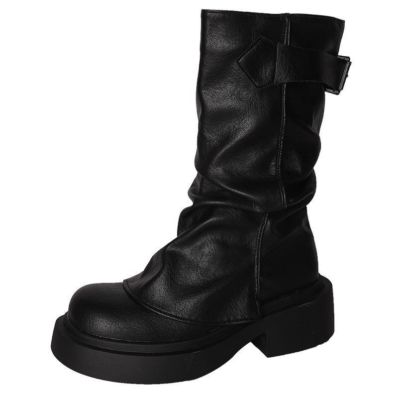 Fashionable All-matching Summer New Height Increasing Belt Buckle Boots