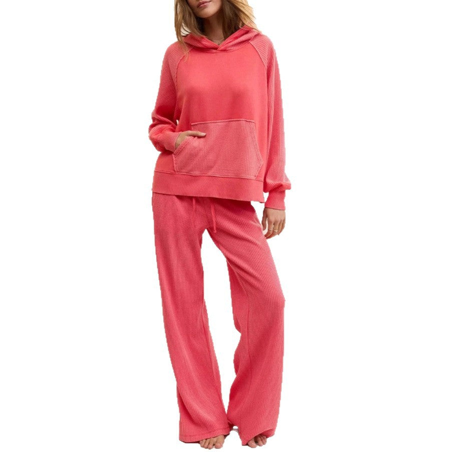 Hooded Top And Wide-leg Pants Two-piece Set