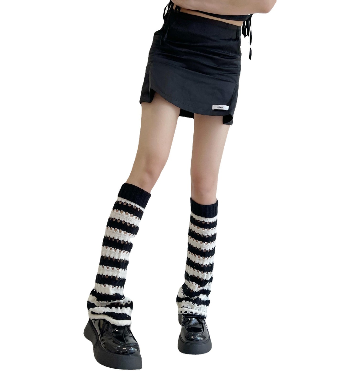 Striped Hollow Knitting Wide Leg Socks