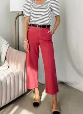 Bootleg Pants Slim Fit Slimming Draping Effect Casual Suit Pants