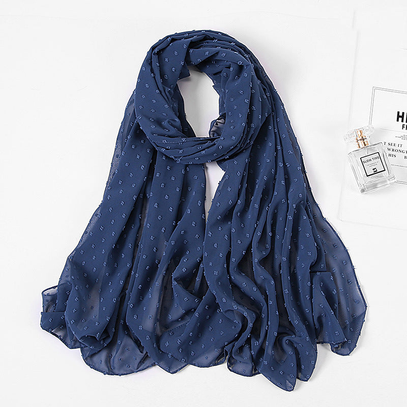 Women's Pearl Pure Color Chiffon Headscarf
