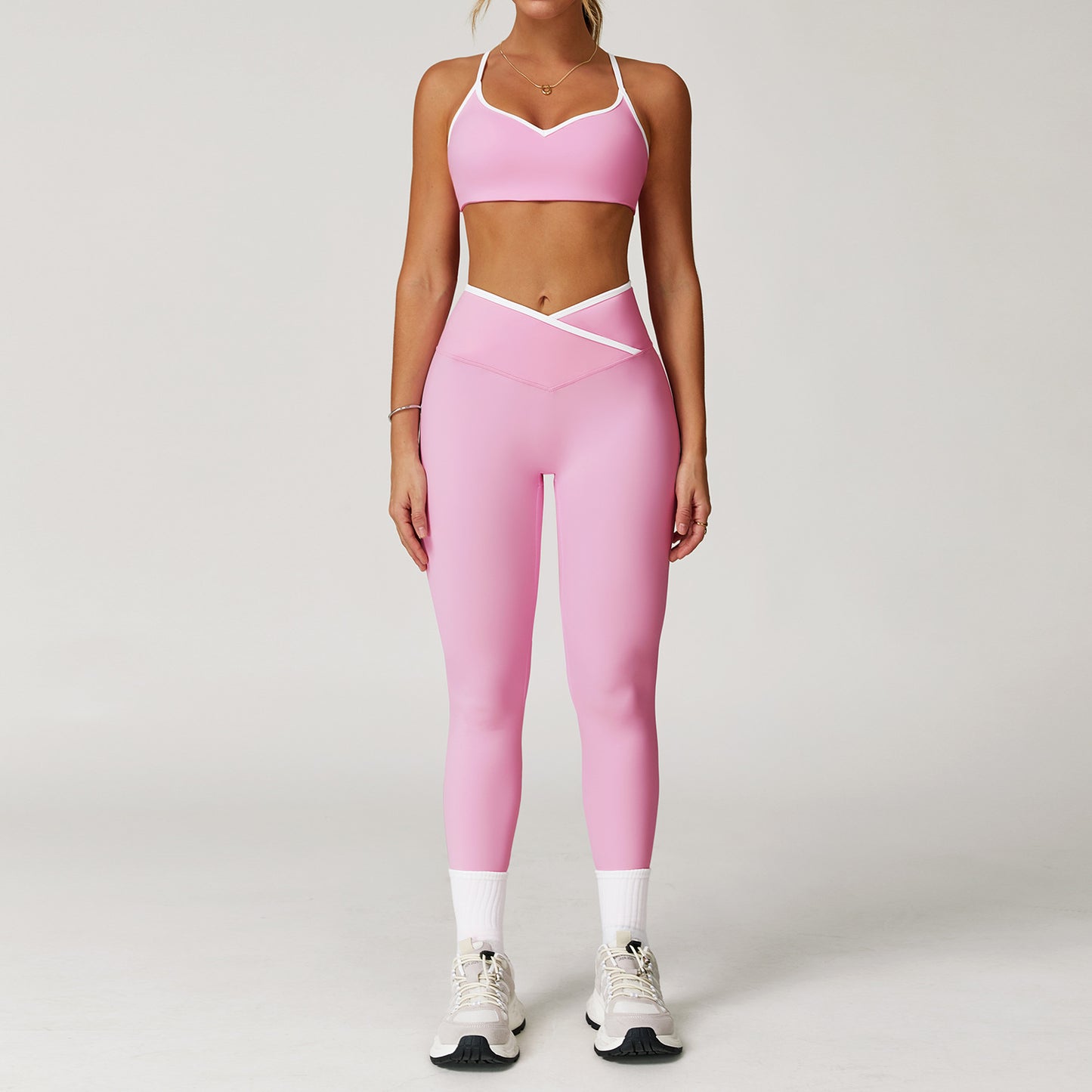 Peach Hip High Waist Tight Yoga Pants Suit