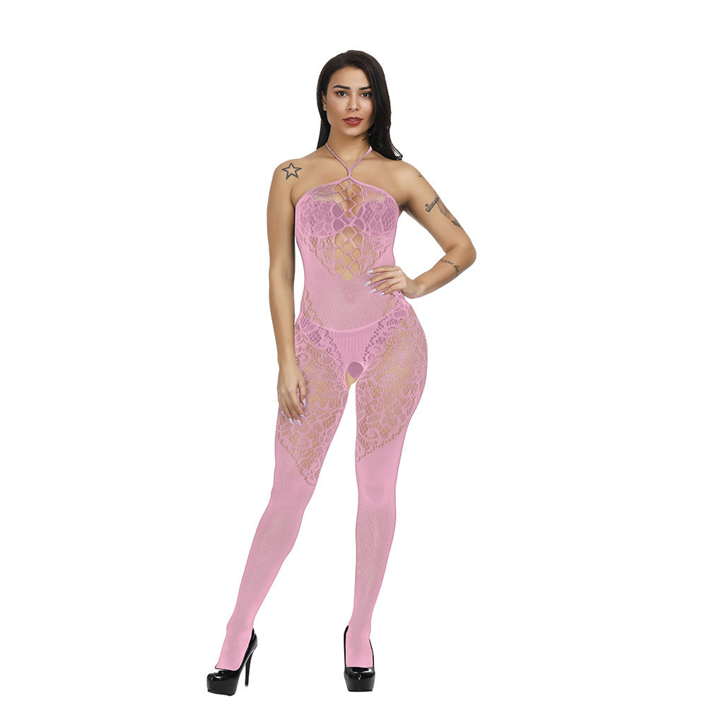 Women's Jacquard Sexy Mesh Camisole Jumpsuit