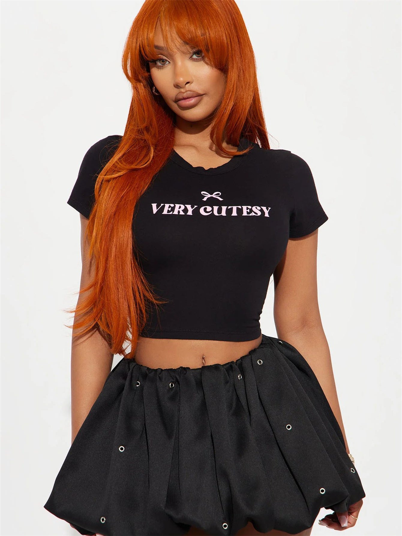 Rundhalset maven-bar Cropped T-shirt Kortærmet