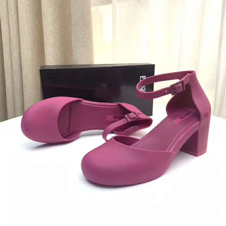 Women's Mid-high Heel Round Toe Soft-soled Jelly Shoes
