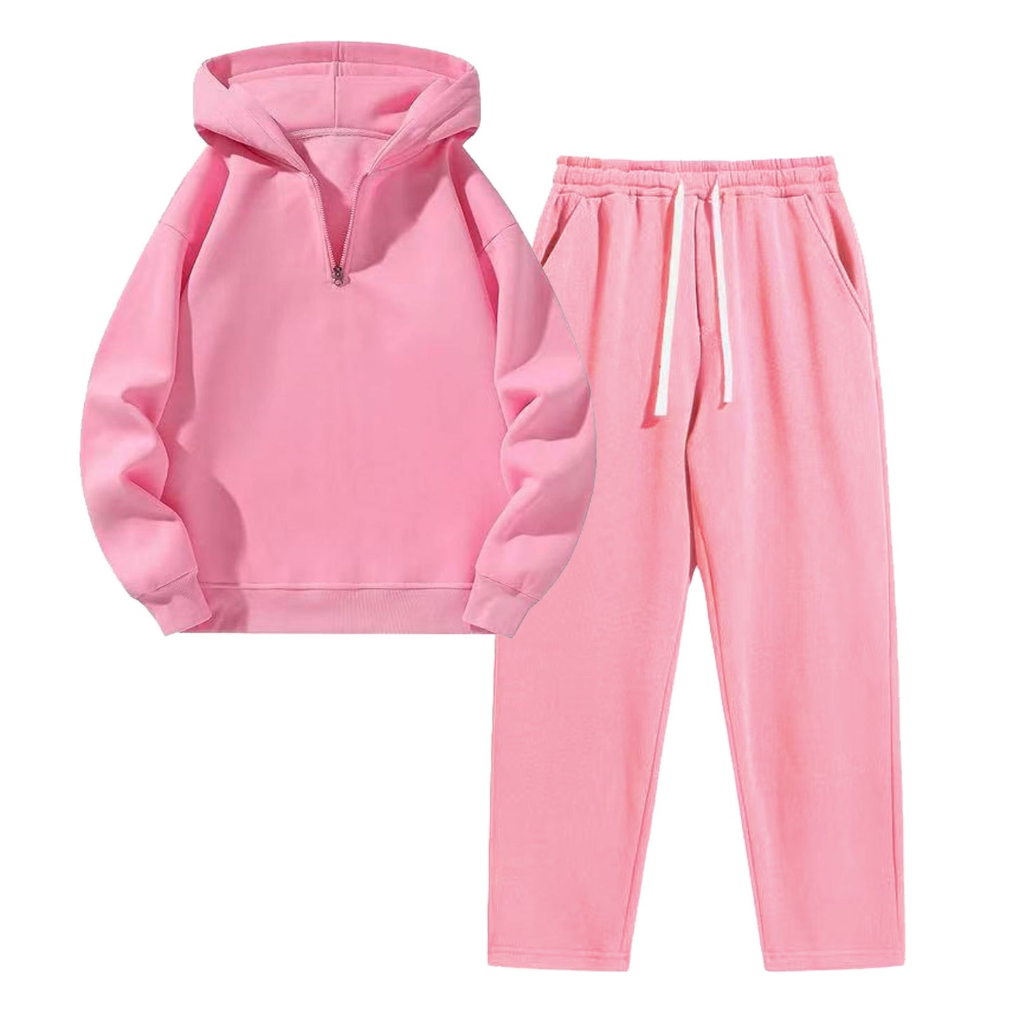 Women's Casual Lapel Half-zip Sweatshirt And Wide-leg Pants Set