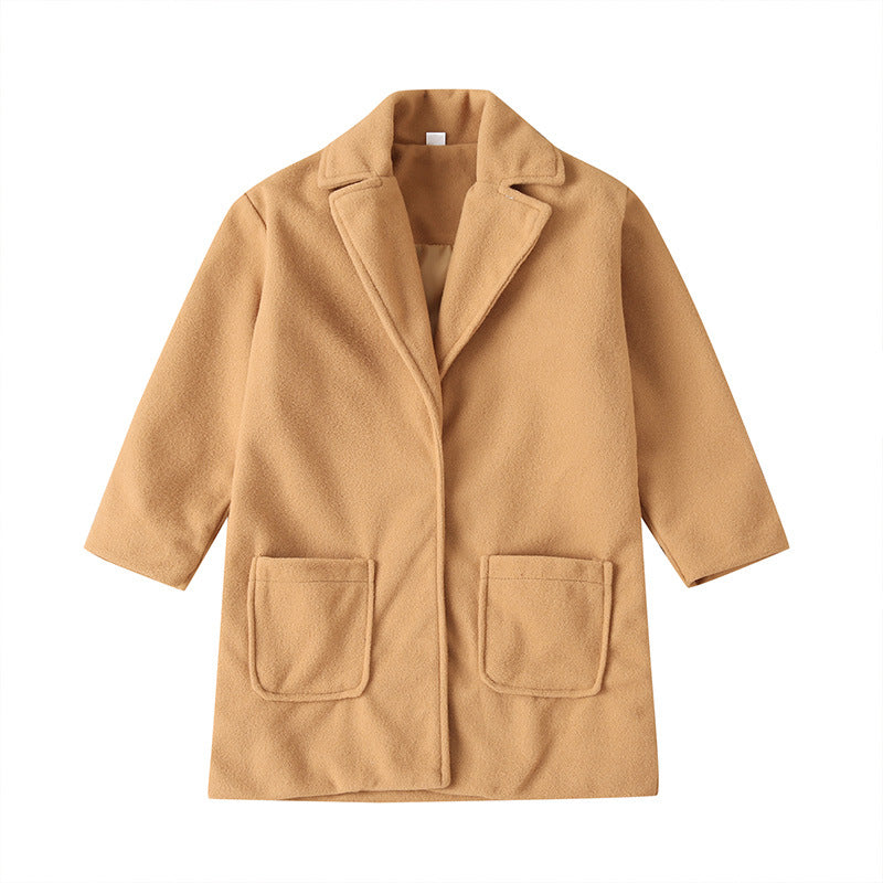 Children's Woolen Coat Bao Warm Boys Long-sleeved Blazer Jacket