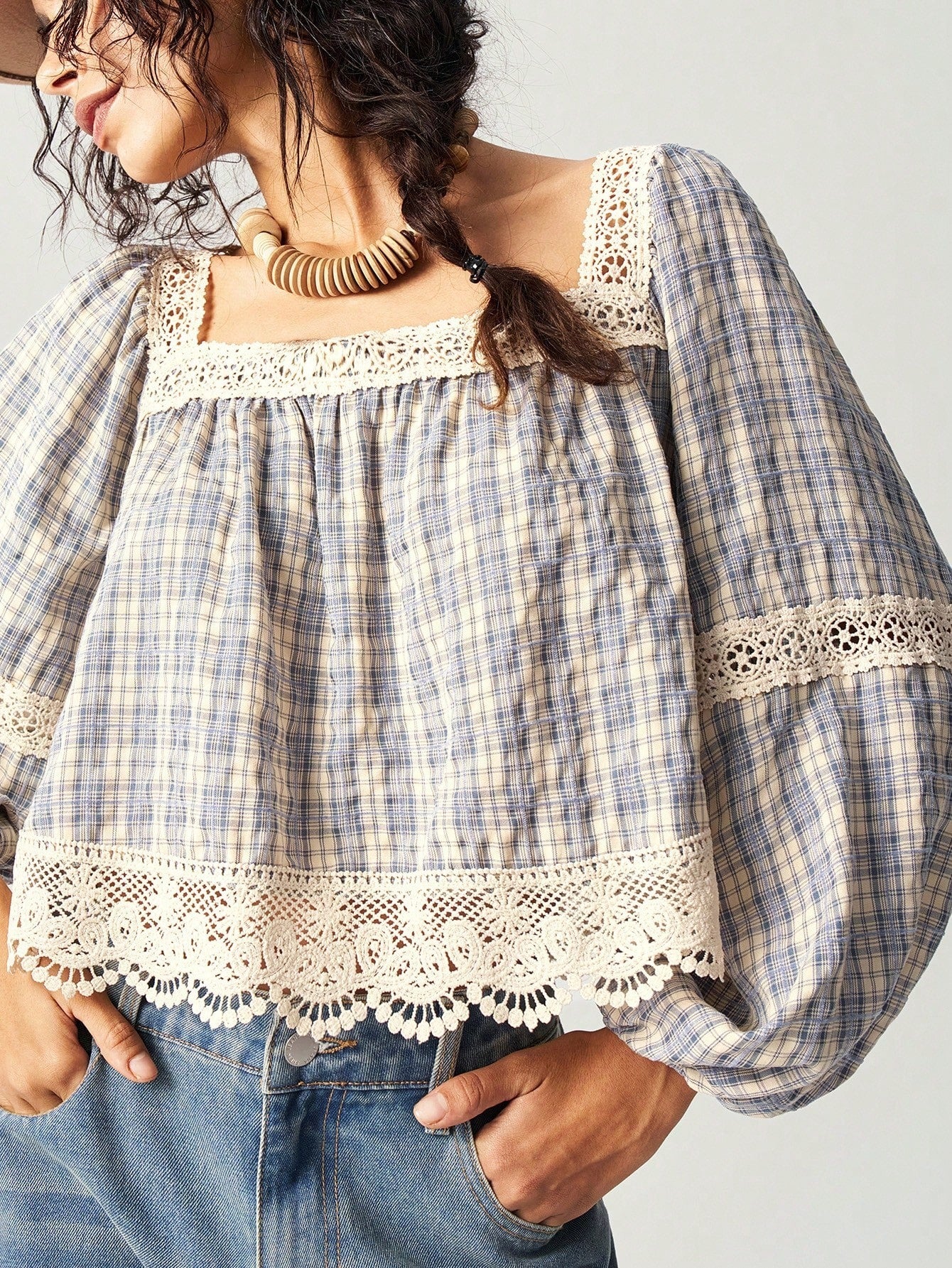 Patchwork Lace Blouse Women's Top