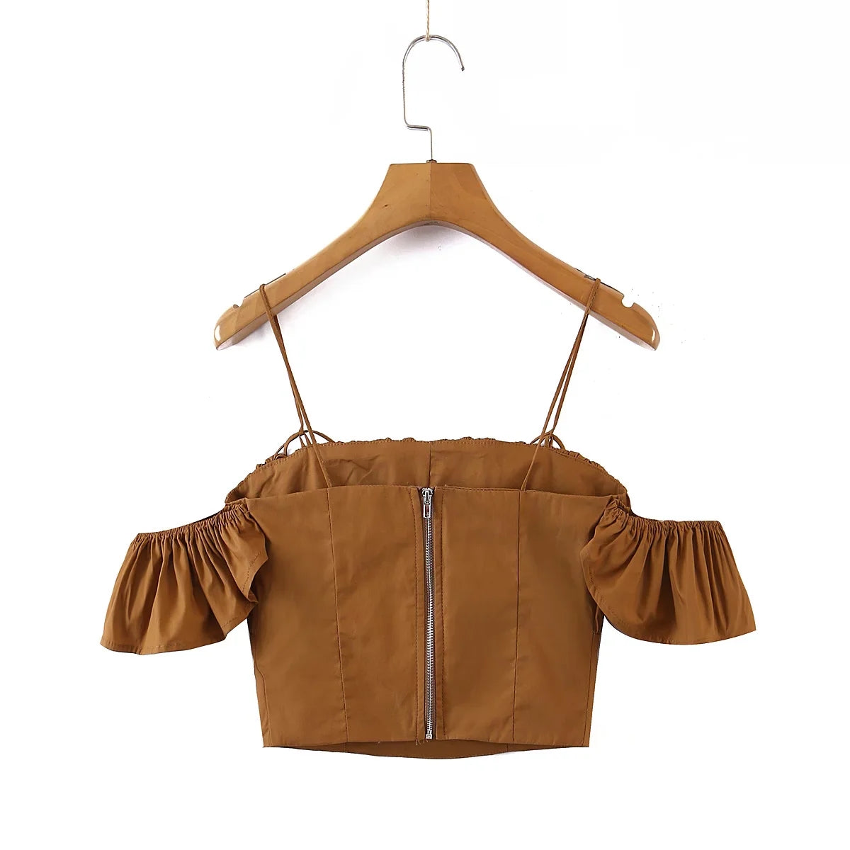 Bud Pleated One-shoulder Tie-shoulder Short-sleeved Top