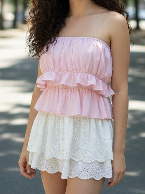 Womens Stylish Strapless Sleeveless Mini Dress