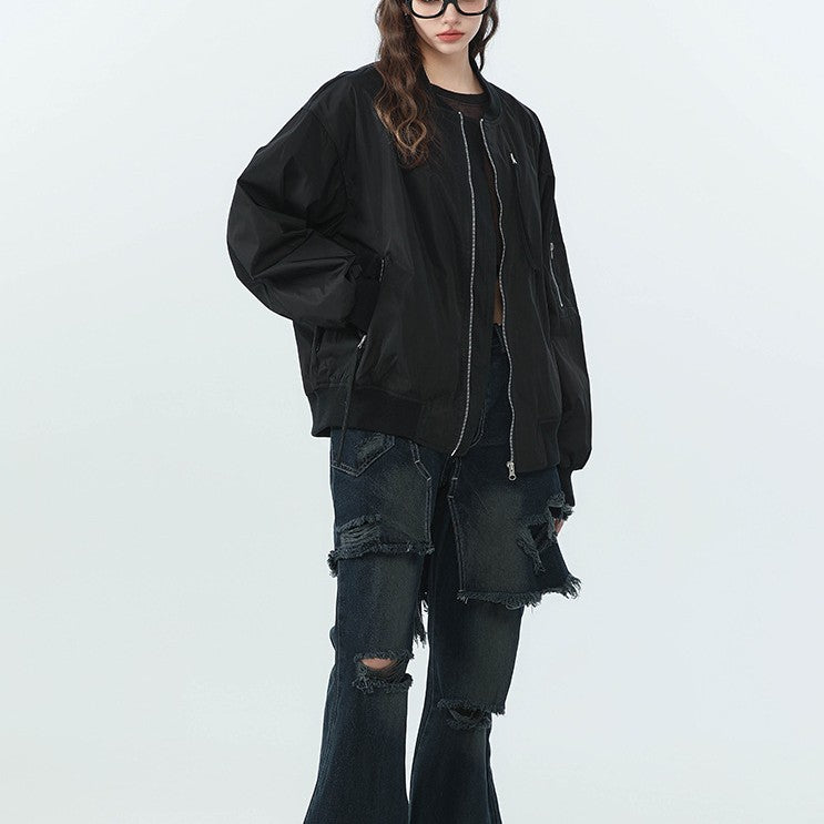 Women's Loose Baseball Collar Coat