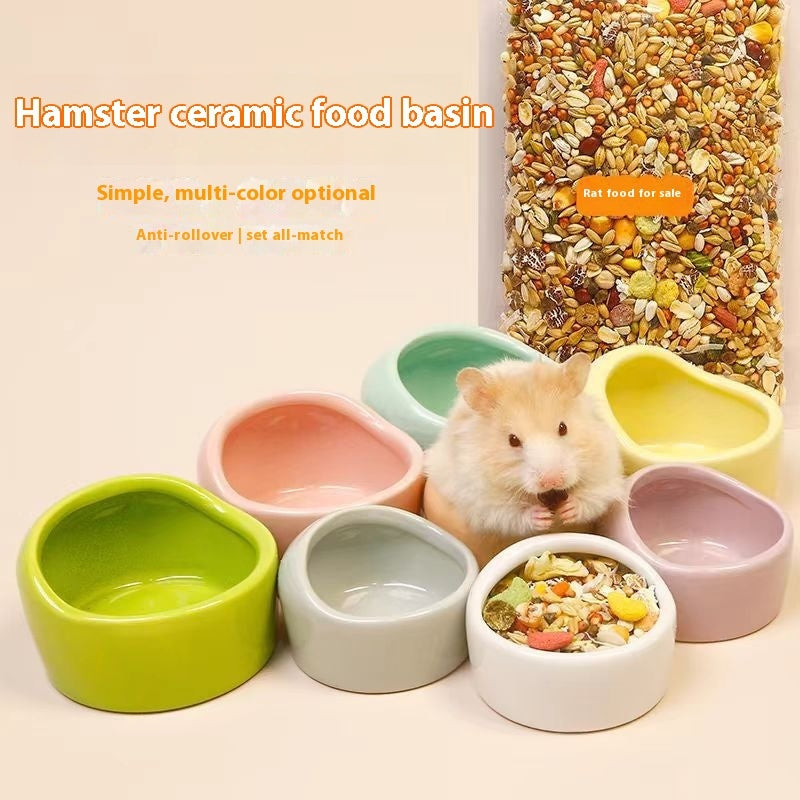 Simple Ceramic Hamster Small Size Food Basin Chipmunk