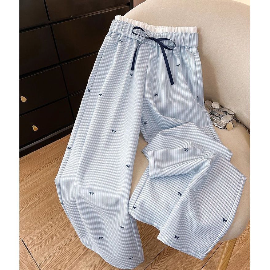 Women's Drawstring High-Waisted Straight Leg Casual Pants