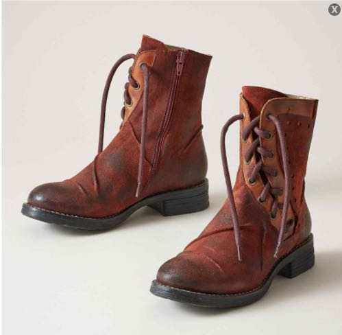 Large Size Lace-up Low-heel Martin  Women's Casual Short Boots