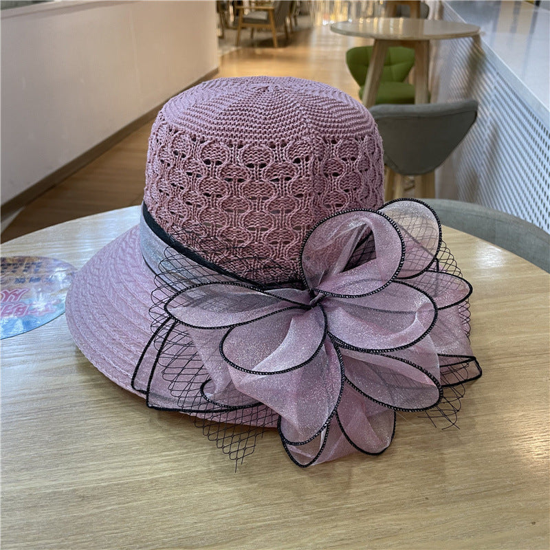 Flower Organza Fisherman Hat Female Summer