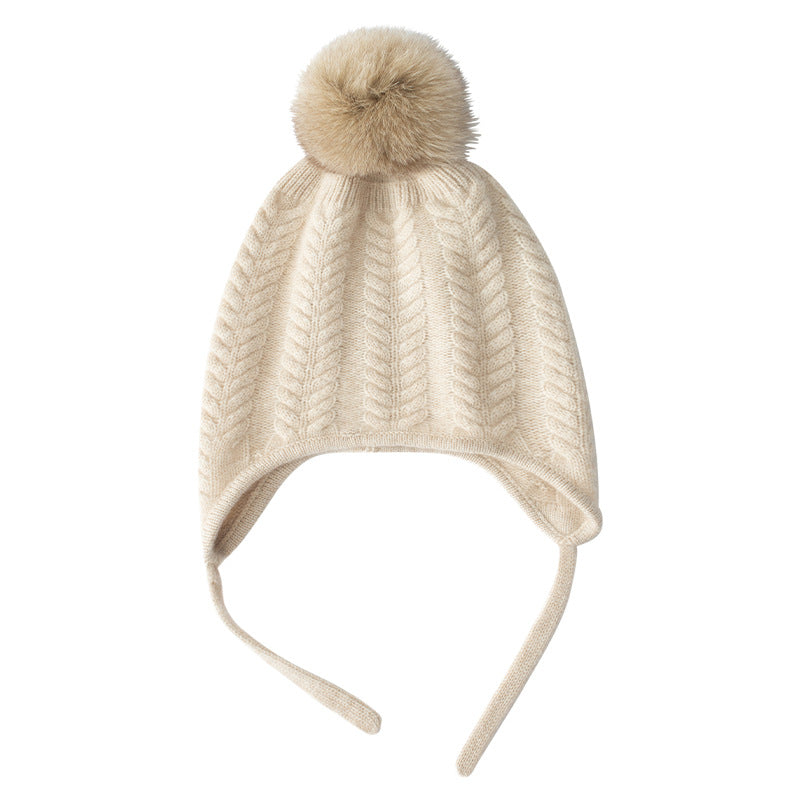 Autumn And Winter New Cashmere Ear Protection Twisted Thickened Solid Color Wool Knitted Hat