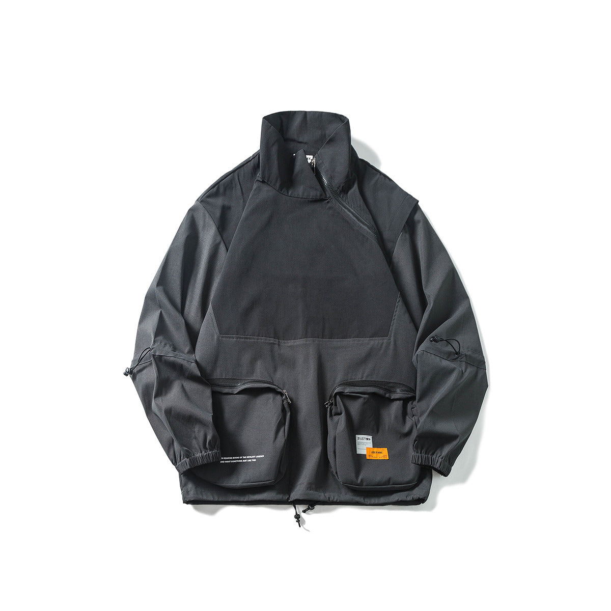 Trendy Diagonal Zipper Round Pocket Jacket