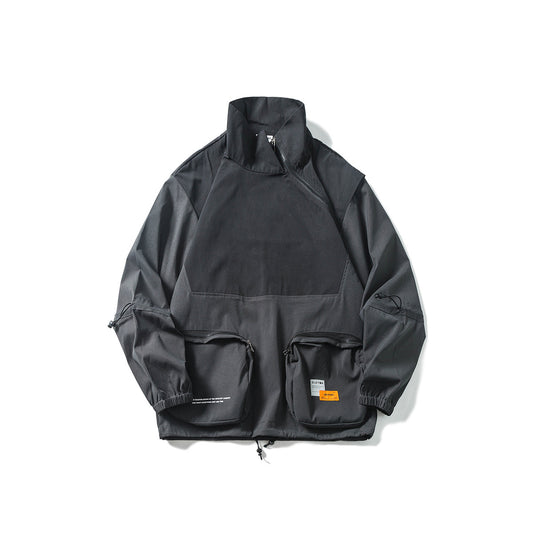Trendy Diagonal Zipper Round Pocket Jacket