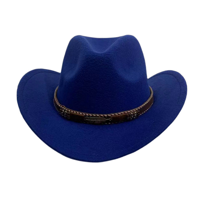 Curling Cowboy Hat Men's And Women's Leaf Belt Fur Felt Hat