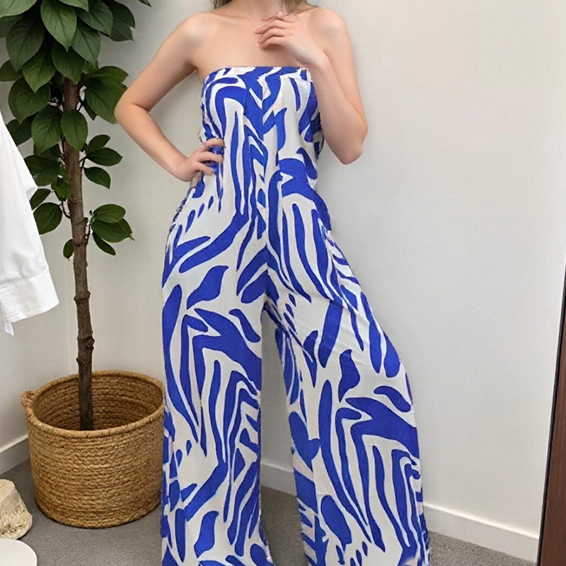Stylish And Elegant Printed Loose-fitting Womens Jumpsuit