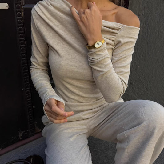 Womens Relaxed-Fit  Slouchy Casual Pants Set Two-Piece
