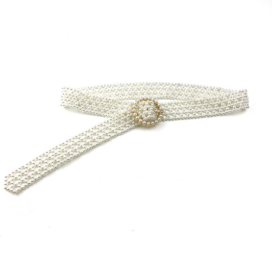 Net Red Handmade Beaded Pearl Ladies Belt Decoration Wild Skirt Diamond Braided Belt
