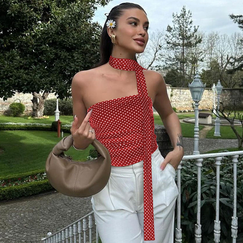 Fashionable Printed Slim-fit Patchwork Tube Top