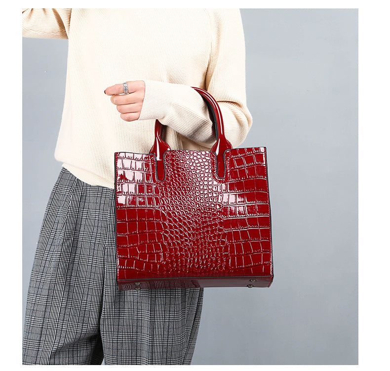 Fashion One-shoulder Diagonal Cross Portable Style Crocodile Pattern