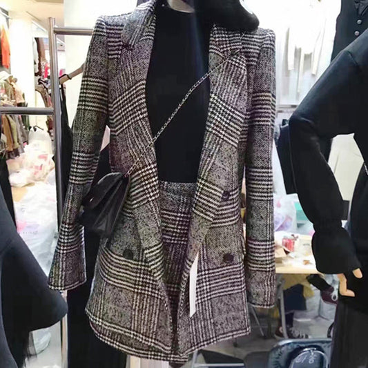 Fashion Slim Suit Jacket Slim Temperament Short Skirt Small Fragrance Suit