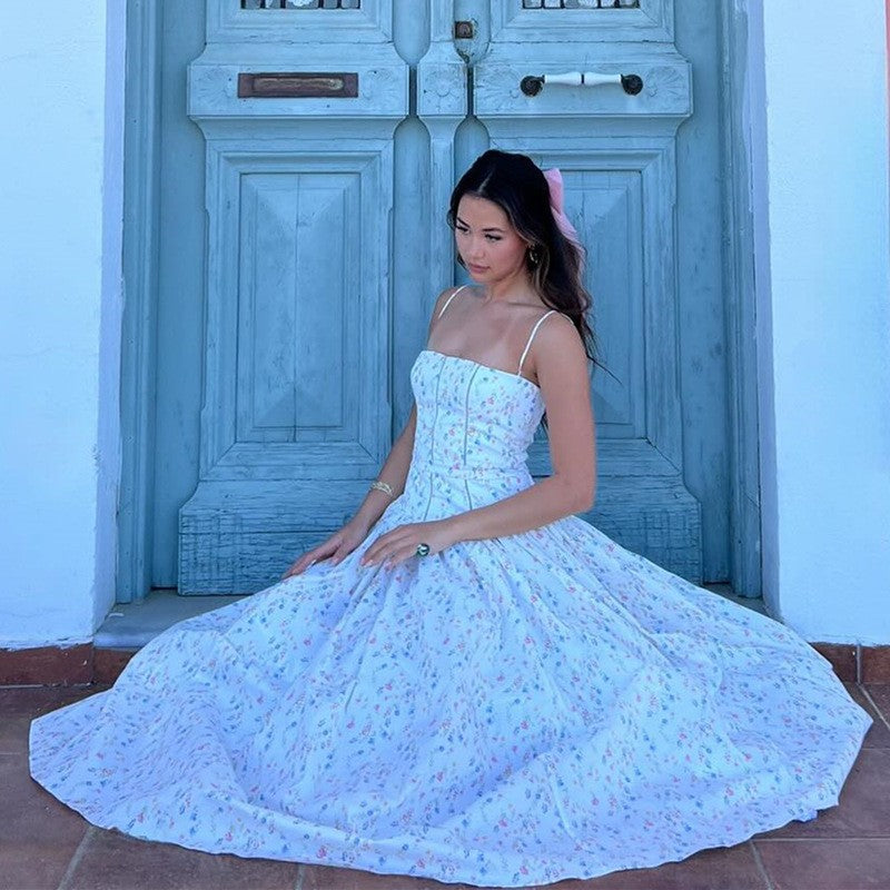 Womens Slimming Floral Slip Dress With A Cinched Waist