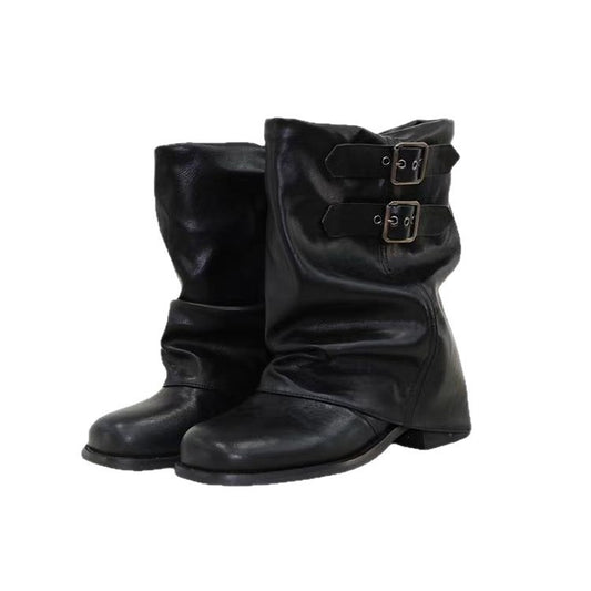 Womens Niche-design Bow-tie Soft-soled Wide-calf Figure-flattering Ankle Boots