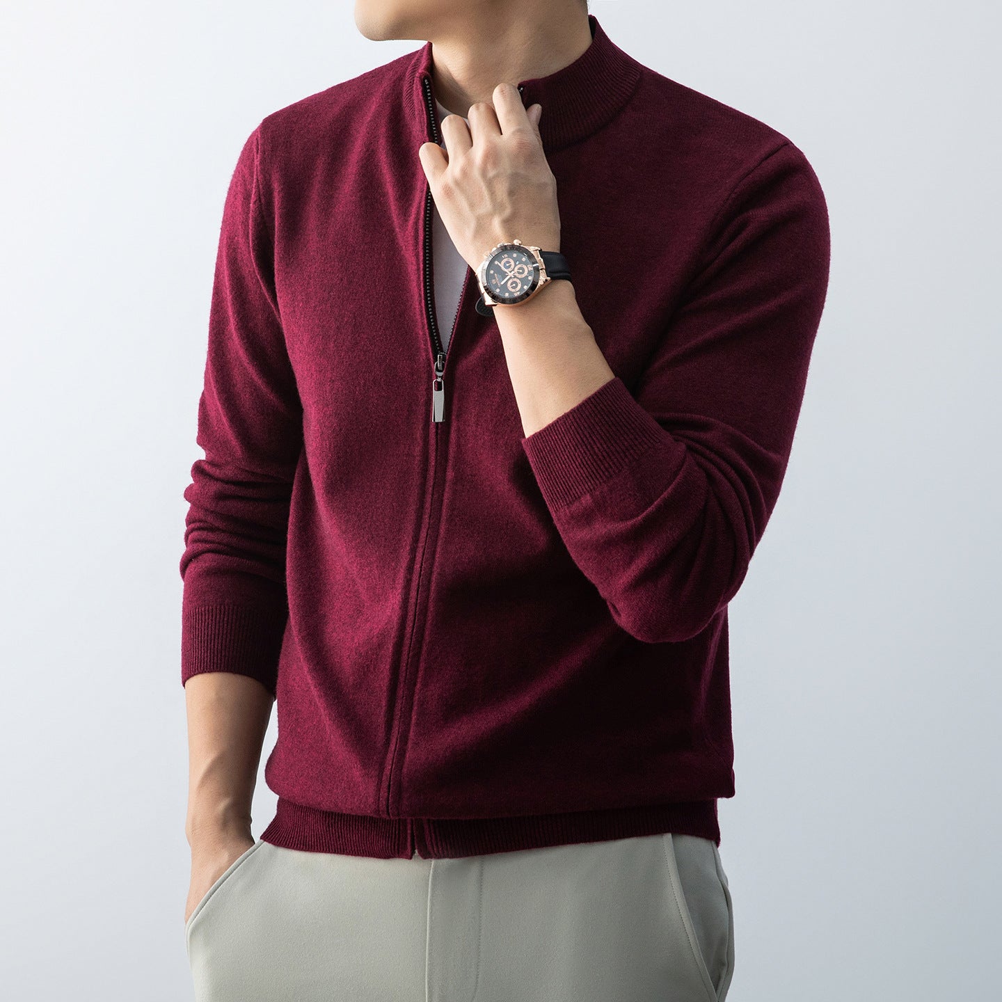 Commute Leisure New Men's Stand Collar Simple Outdoor Sweater