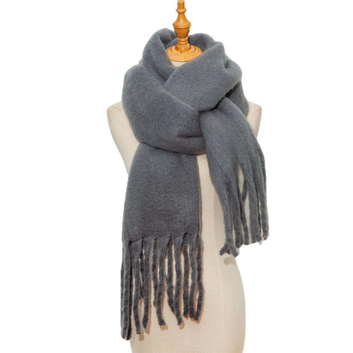 Mohair Twist Flet Plys Tørklæde til Kvinder Vinter Fortykket