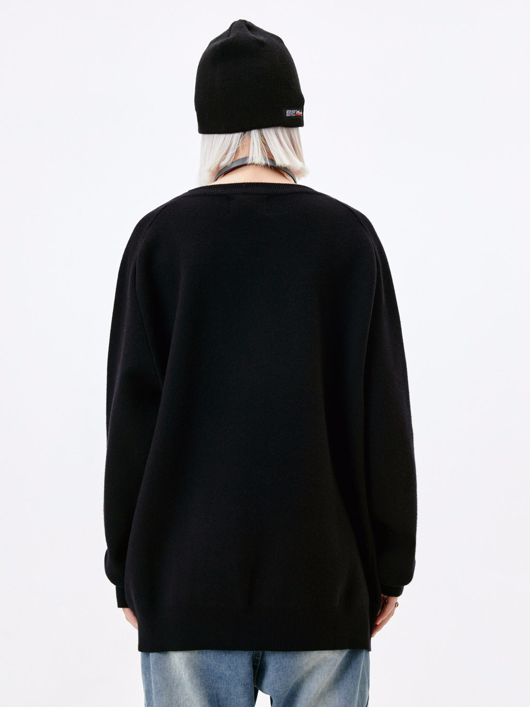 American Jacquard Loose-fitting Casual Round-neck Sweater