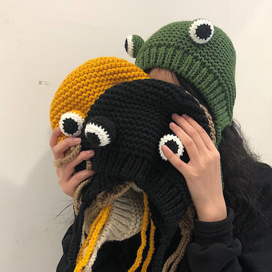 Cartoon Frog Wool Hat Sweet Children