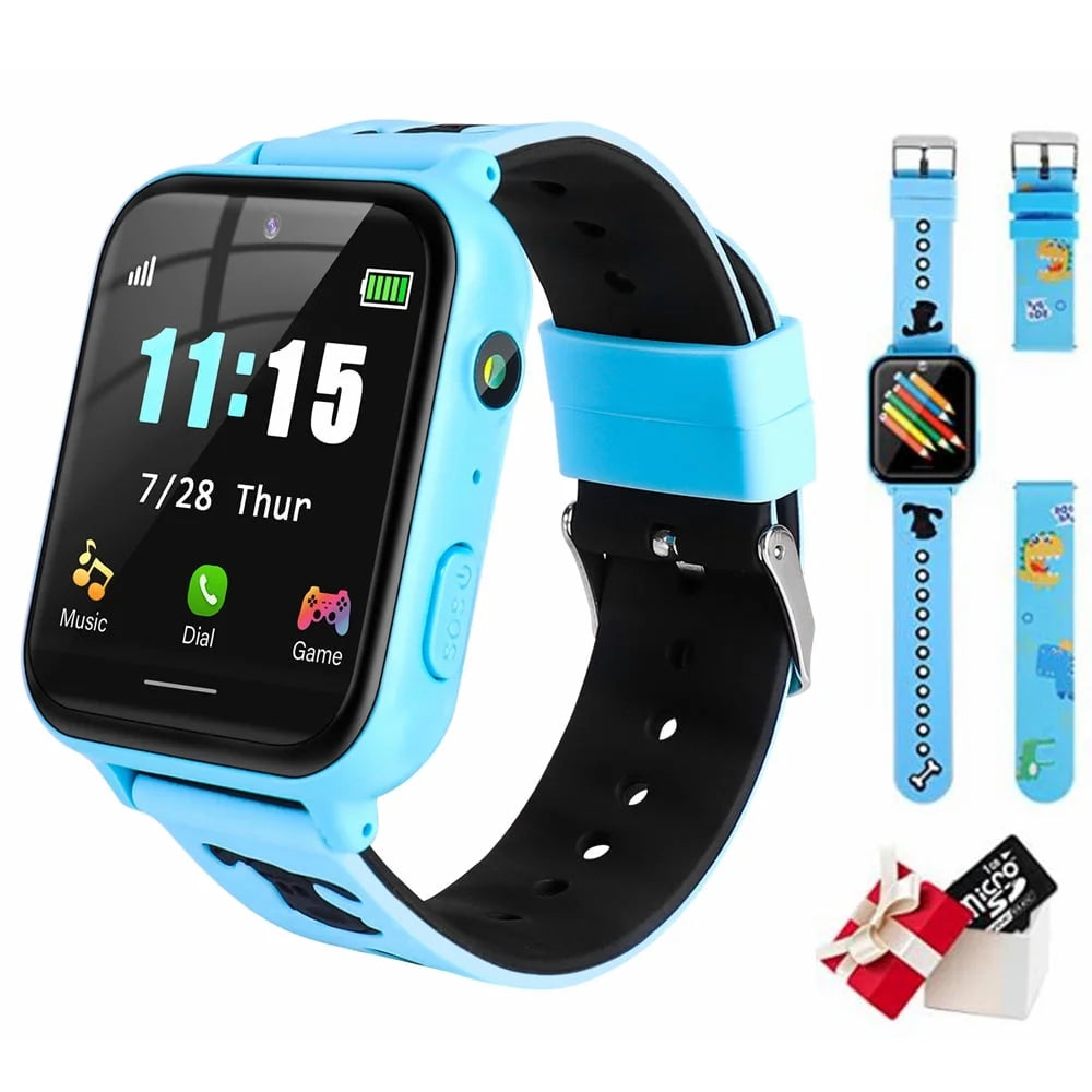 Kids Smart Watch 39 Mm Black Aluminum Alloy with Black Band