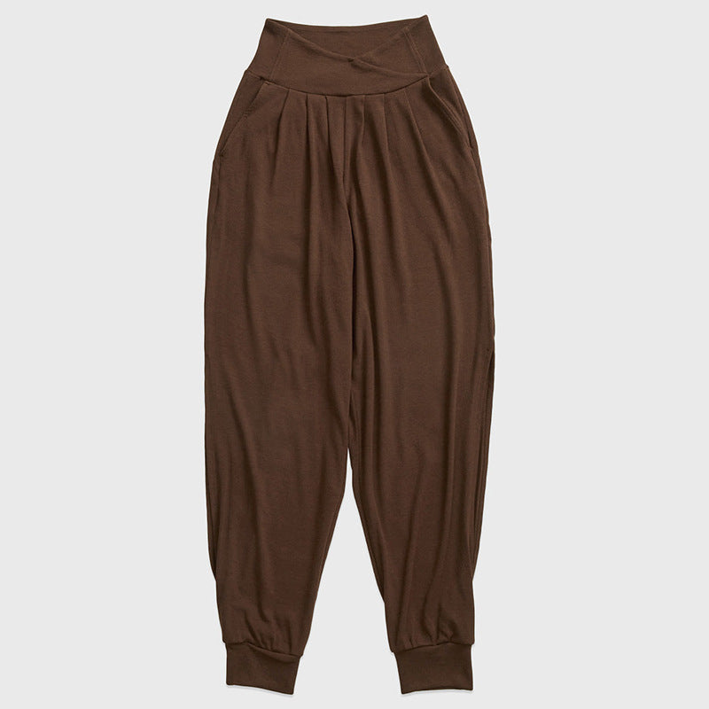 Summer New Yoga Thread Wide Leg Ankle-tied Split Casual Breathable Fitness Pants