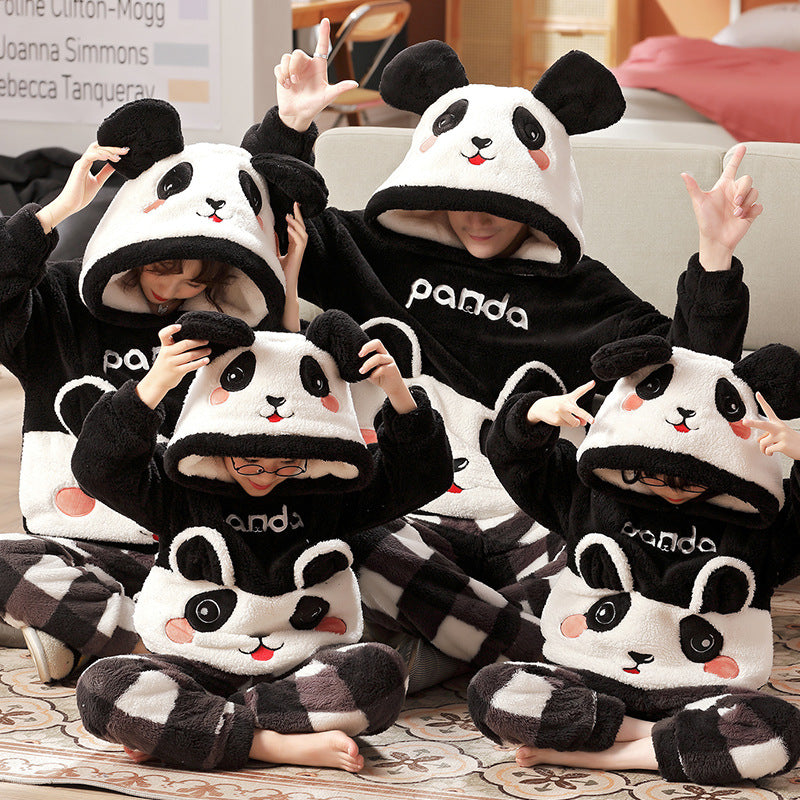 A Family Of Three Coral Plush Housewear Suit