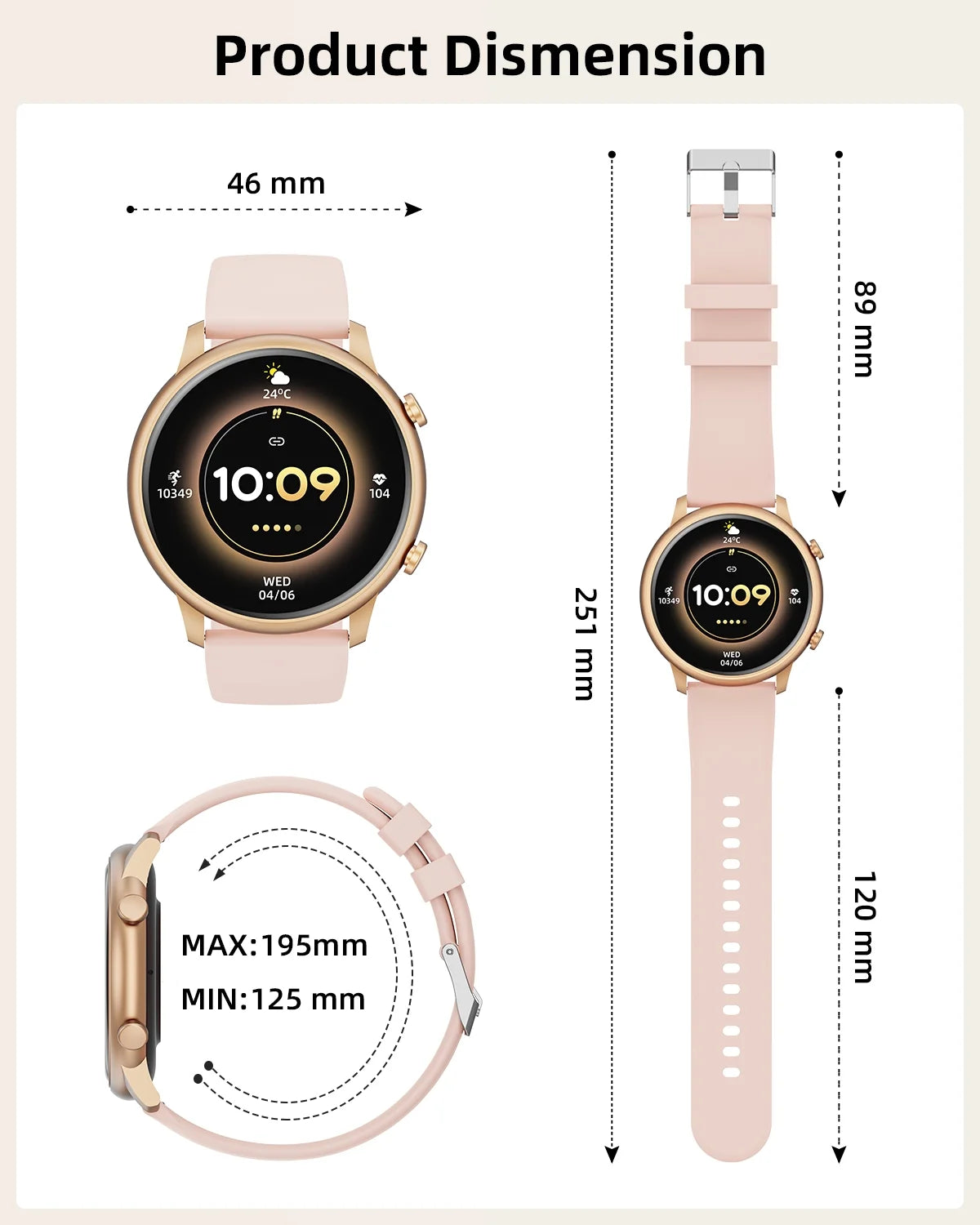 Smart Watch(Answer/Make Call), Smartwatch Fits for Android and Iphone, 1.39" HD Fitness Watch with 100 Sports Modes, Waterproof, Activity Smart Watches for Women, Two Straps, Gold