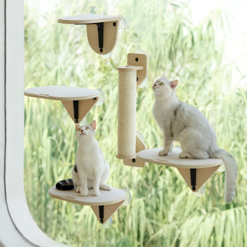 Meow Hu Wang Is Also Cat Scratch Trees Not Covering An Area Of Glass Wall