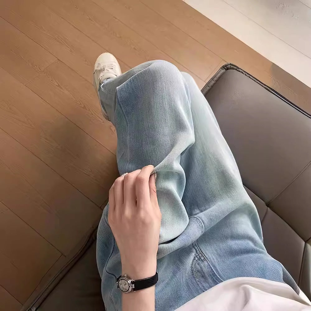 Pear Shapes Lyocell Jeans Fat High Waist Slimming Draping Ice Silk