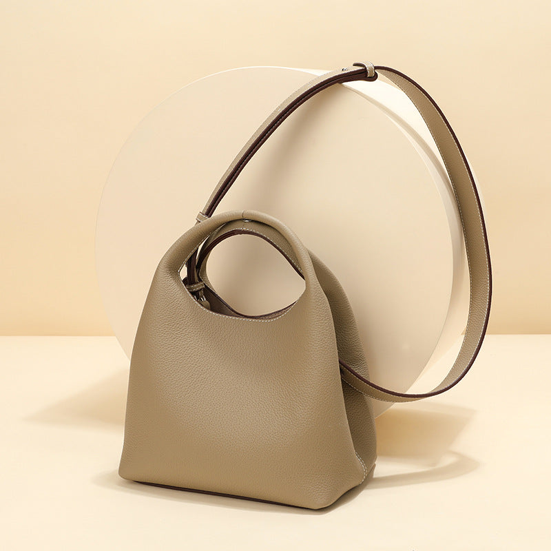 Dame Fashionable Temperament Toplag Koskind Læder Crossbody Taske