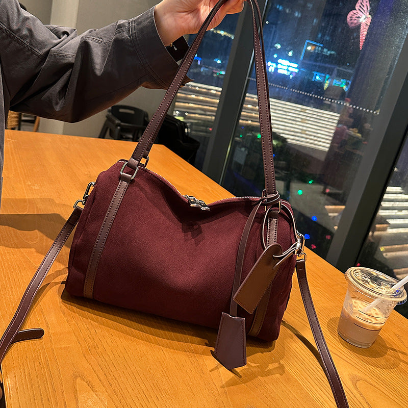 Matte Leather Retro Crossbody Bag In European And American Style