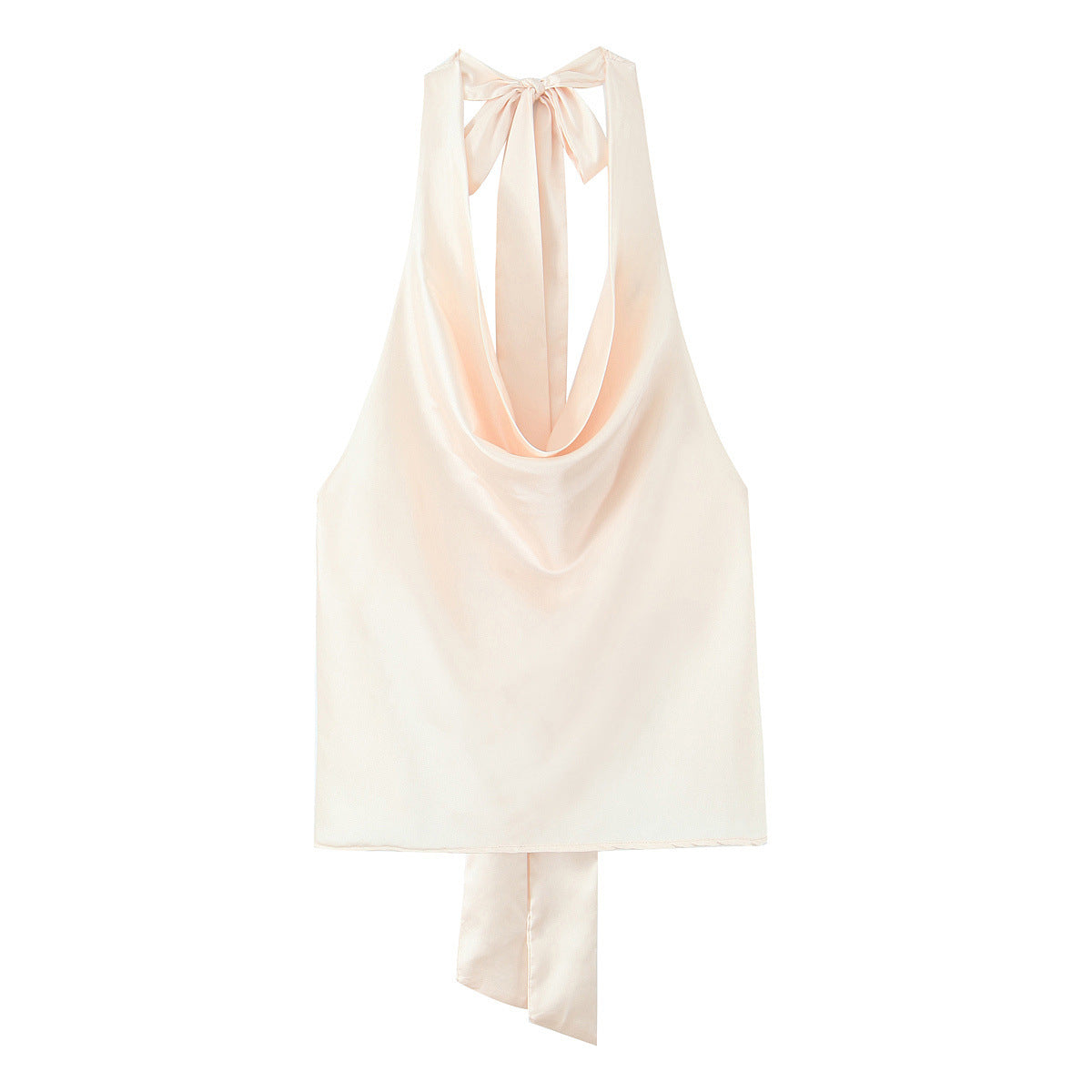 Sexy Backless Bow Halter Top With A Silky Satin Finish
