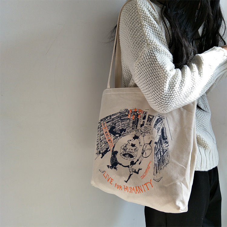 Large Canvas Bag Shoulder Student School All-match