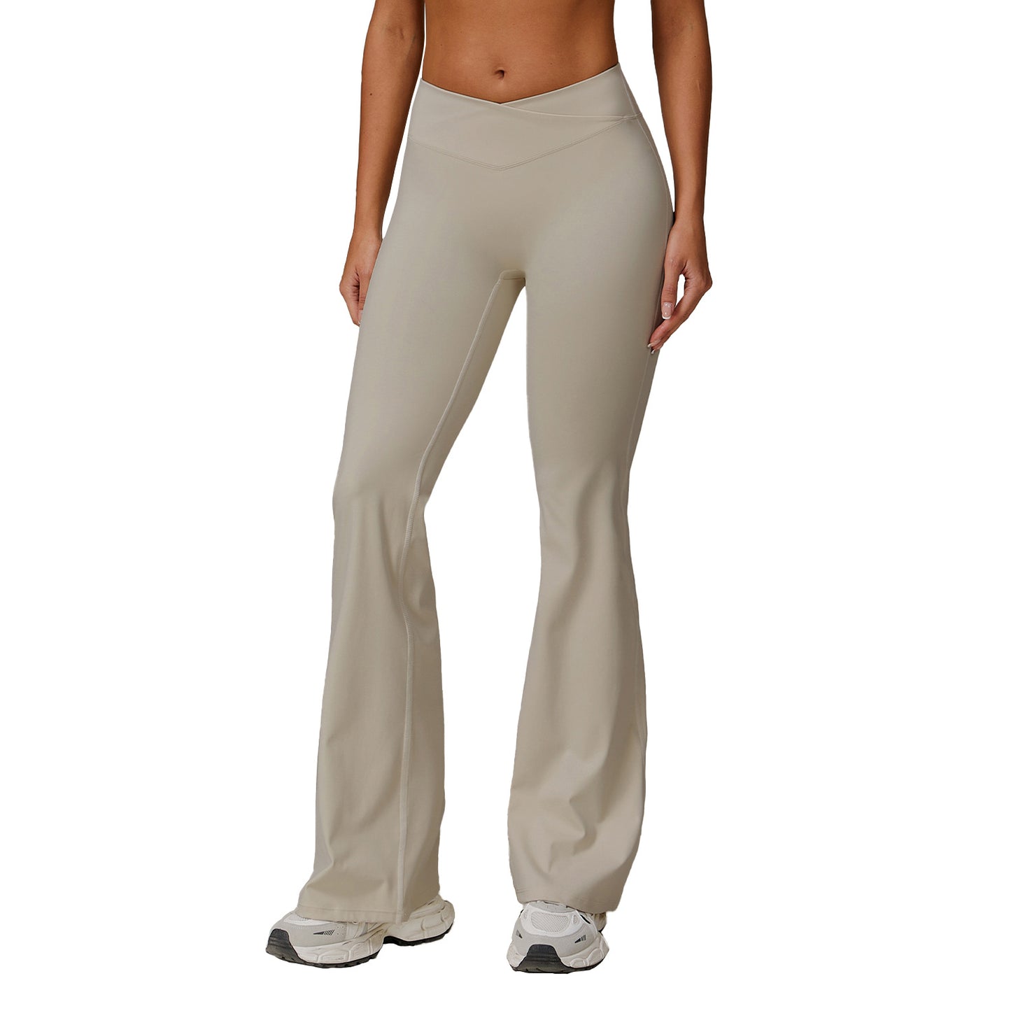 Weila Nude Feel Yoga Pants Cross High Waist Running Sports Pants