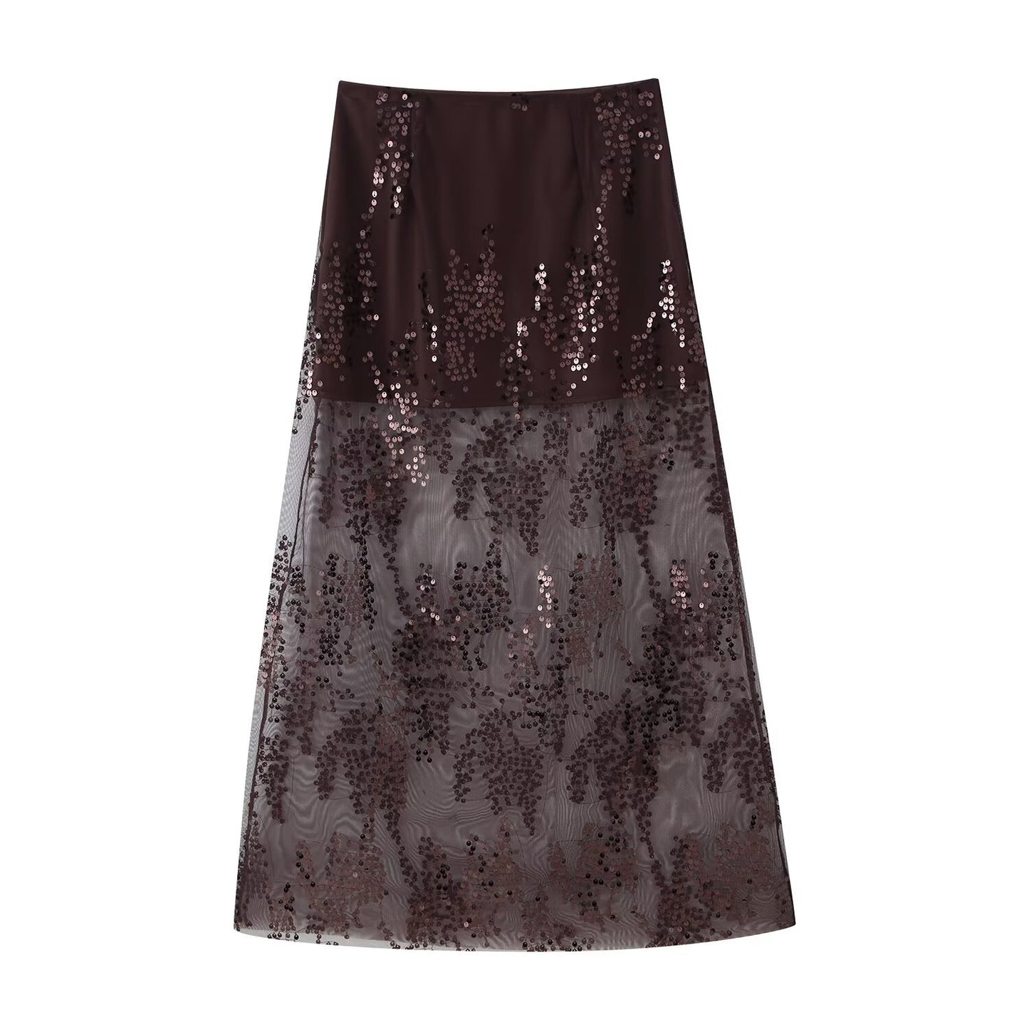 Bead Embroidered High Waist Skirt