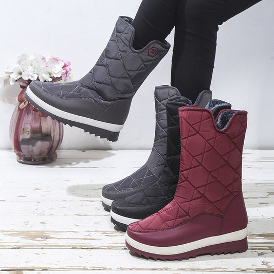 New Large Women's Snow Boots With Short Plush Inside